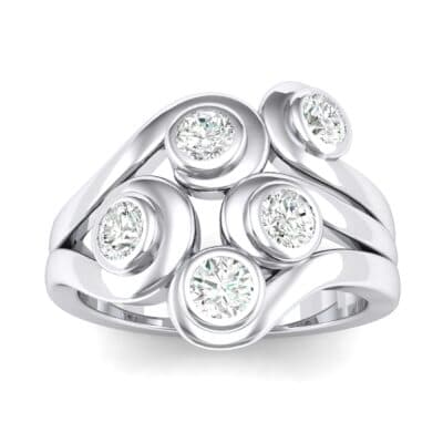 Five Stone Bezel Diamond Cluster Engagement Ring (0.7 CTW) Top Dynamic View