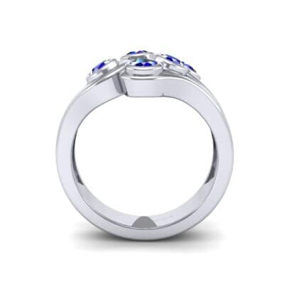 Five Stone Bezel Blue Sapphire Cluster Engagement Ring (0.7 CTW) Side View