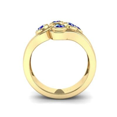 Five Stone Bezel Blue Sapphire Cluster Engagement Ring (0.7 CTW) Side View