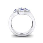 Five Stone Bezel Blue Sapphire Cluster Engagement Ring (0.7 CTW) Side View