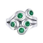 Five Stone Bezel Emerald Cluster Engagement Ring (0.7 CTW) Top Flat View
