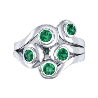 Five Stone Bezel Emerald Cluster Engagement Ring (0.7 CTW) Top Flat View