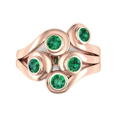 Five Stone Bezel Emerald Cluster Engagement Ring (0.7 CTW) Top Flat View