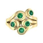 Five Stone Bezel Emerald Cluster Engagement Ring (0.7 CTW) Top Flat View