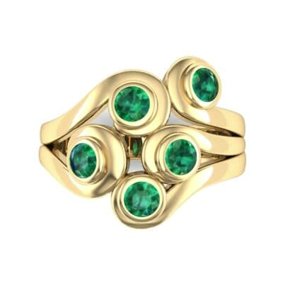 Five Stone Bezel Emerald Cluster Engagement Ring (0.7 CTW) Top Flat View