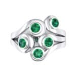 Five Stone Bezel Emerald Cluster Engagement Ring (0.7 CTW) Top Flat View