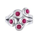 Five Stone Bezel Ruby Cluster Engagement Ring (0.7 CTW) Top Flat View