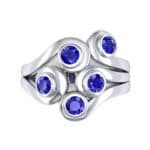 Five Stone Bezel Blue Sapphire Cluster Engagement Ring (0.7 CTW) Top Flat View