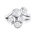 Five Stone Bezel Diamond Cluster Engagement Ring (0.7 CTW) Top Flat View
