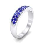 Two-Row Pave Blue Sapphire Ring (0.5 CTW) Perspective View