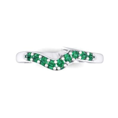 Petite Curved Summit Emerald Ring (0.18 CTW) Top Flat View