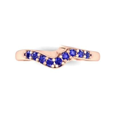 Petite Curved Summit Blue Sapphire Ring (0.18 CTW) Top Flat View