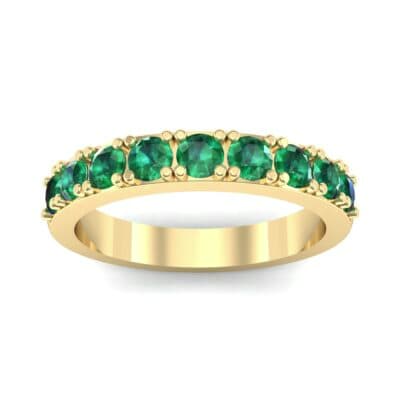Low-Set Round Brilliant Emerald Ring (0.56 CTW) Top Dynamic View