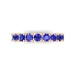 Low-Set Round Brilliant Blue Sapphire Ring (0.56 CTW) Top Flat View