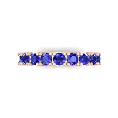 Low-Set Round Brilliant Blue Sapphire Ring (0.56 CTW) Top Flat View