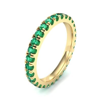 French Pave Emerald Eternity Ring (0.9 CTW) Perspective View