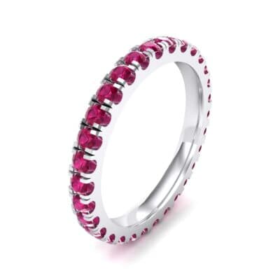 French Pave Ruby Eternity Ring (0.9 CTW) Perspective View