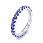 French Pave Blue Sapphire Eternity Ring (0.9 CTW) Perspective View