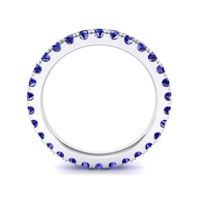 French Pave Blue Sapphire Eternity Ring (0.9 CTW) Side View