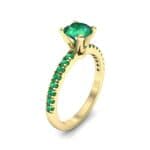 Pave Four Prong Emerald Engagement Ring (1.08 CTW) Perspective View