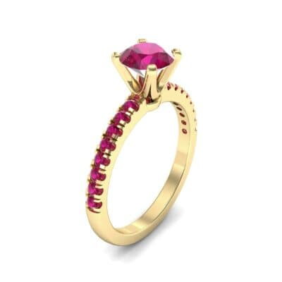 Pave Four Prong Ruby Engagement Ring (1.08 CTW) Perspective View
