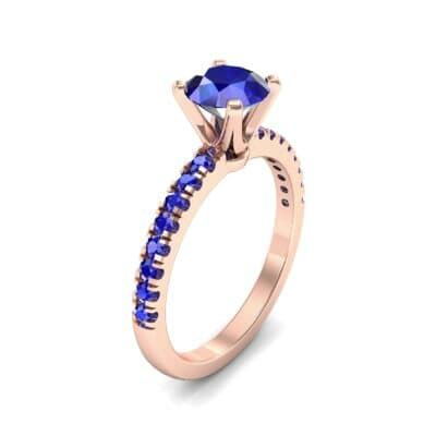 Pave Four Prong Blue Sapphire Engagement Ring (1.08 CTW) Perspective View