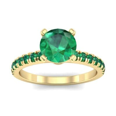 Pave Four Prong Emerald Engagement Ring (1.08 CTW) Top Dynamic View