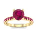 Pave Four Prong Ruby Engagement Ring (1.08 CTW) Top Dynamic View