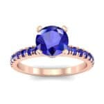 Pave Four Prong Blue Sapphire Engagement Ring (1.08 CTW) Top Dynamic View
