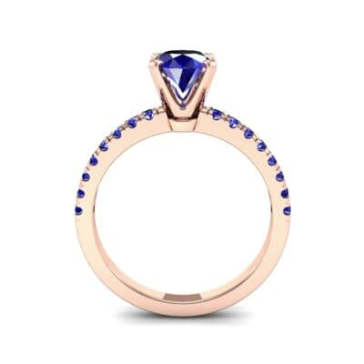 Pave Four Prong Blue Sapphire Engagement Ring (1.08 CTW) Side View