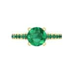 Pave Four Prong Emerald Engagement Ring (1.08 CTW) Top Flat View