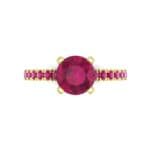 Pave Four Prong Ruby Engagement Ring (1.08 CTW) Top Flat View