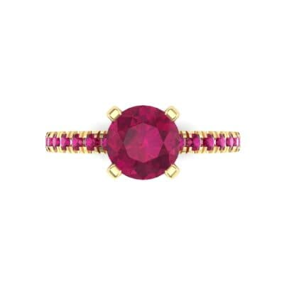 Pave Four Prong Ruby Engagement Ring (1.08 CTW) Top Flat View