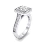 Beaded Cathedral Princess-Cut Halo Crystal Engagement Ring (0.71 CTW) Perspective View