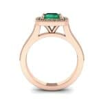 Beaded Cathedral Princess-Cut Halo Emerald Engagement Ring (1 CTW) Side View