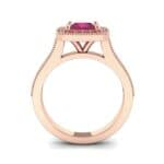 Beaded Cathedral Princess-Cut Halo Ruby Engagement Ring (1 CTW) Side View