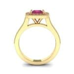 Beaded Cathedral Princess-Cut Halo Ruby Engagement Ring (1 CTW) Side View