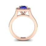 Beaded Cathedral Princess-Cut Halo Blue Sapphire Engagement Ring (1 CTW) Side View