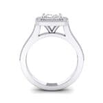 Beaded Cathedral Princess-Cut Halo Crystal Engagement Ring (0.71 CTW) Side View
