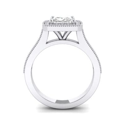 Beaded Cathedral Princess-Cut Halo Crystal Engagement Ring (0.71 CTW) Side View