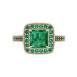 Beaded Cathedral Princess-Cut Halo Emerald Engagement Ring (1 CTW) Top Flat View