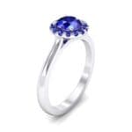 Tapered Open Gallery Halo Blue Sapphire Engagement Ring (0.77 CTW) Perspective View