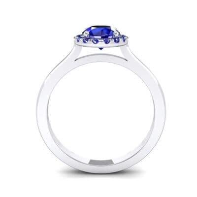 Tapered Open Gallery Halo Blue Sapphire Engagement Ring (0.77 CTW) Side View