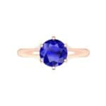 Low-Set Royale Six-Prong Solitaire Blue Sapphire Engagement Ring (0.84 CTW) Top Flat View