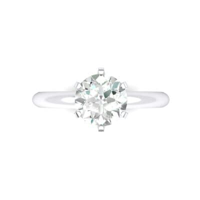 Low-Set Royale Six-Prong Solitaire Crystal Engagement Ring (0.84 CTW) Top Flat View