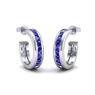 Semi Hoop Blue Sapphire Earrings (0.22 CTW) Perspective View
