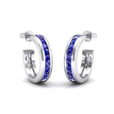 Semi Hoop Blue Sapphire Earrings (0.22 CTW) Perspective View