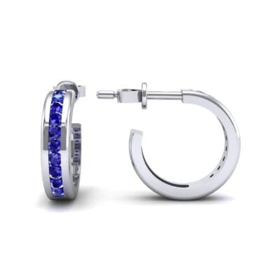 Semi Hoop Blue Sapphire Earrings (0.22 CTW) Top Dynamic View