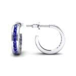 Semi Hoop Blue Sapphire Earrings (0.22 CTW) Top Dynamic View