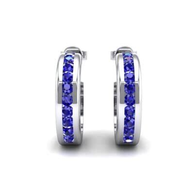 Semi Hoop Blue Sapphire Earrings (0.22 CTW) Side View